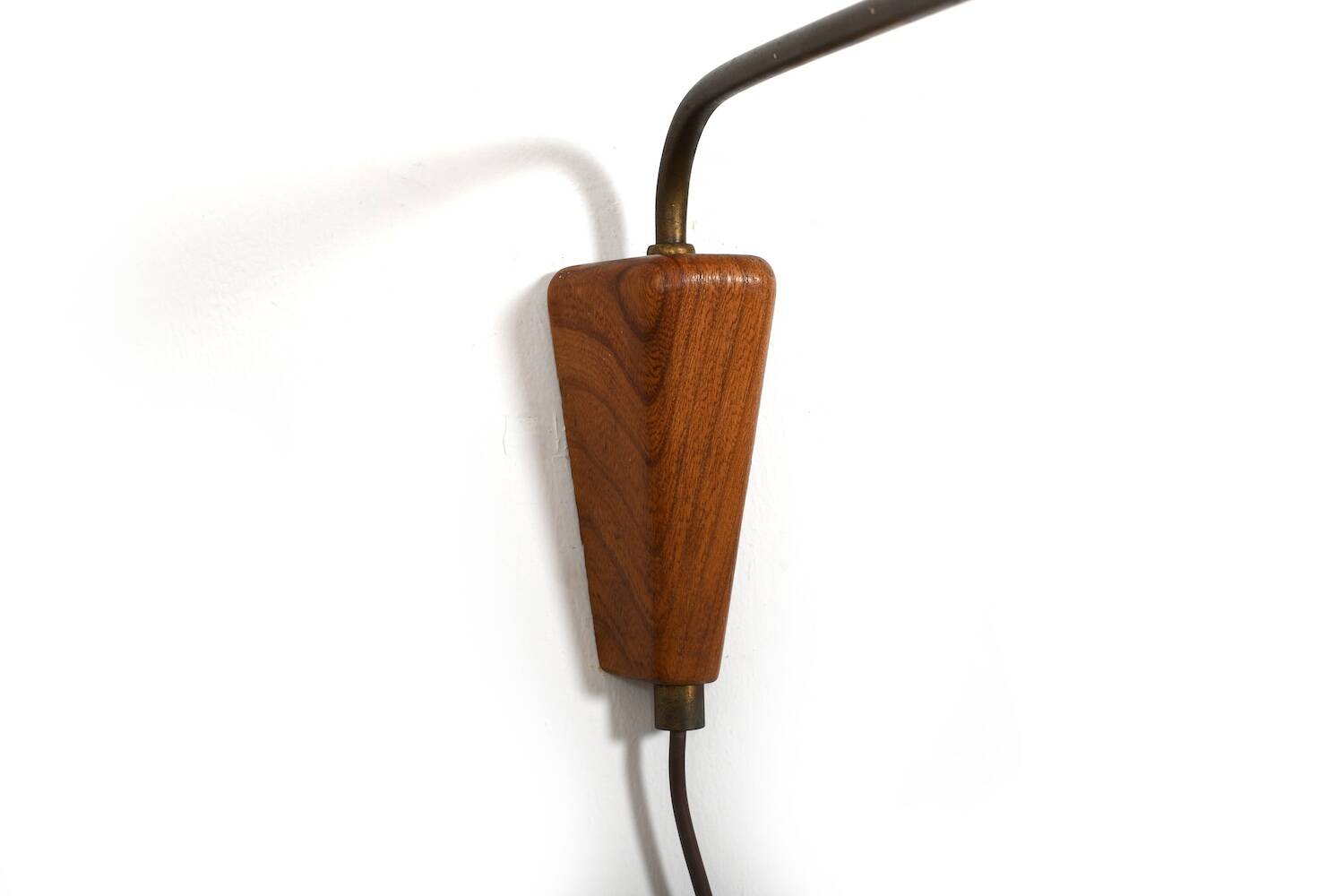 Rare Danish Wall Lamp in Brass and Teak 1950s