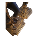 Paire de nubiens porte torchère en bois doré baroque