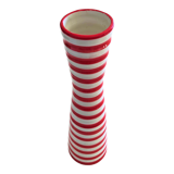 Vase en céramique rouge et blanc avec marque en relief vintage