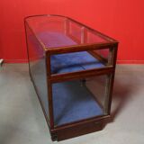 Mahogany showcase case with curved glass