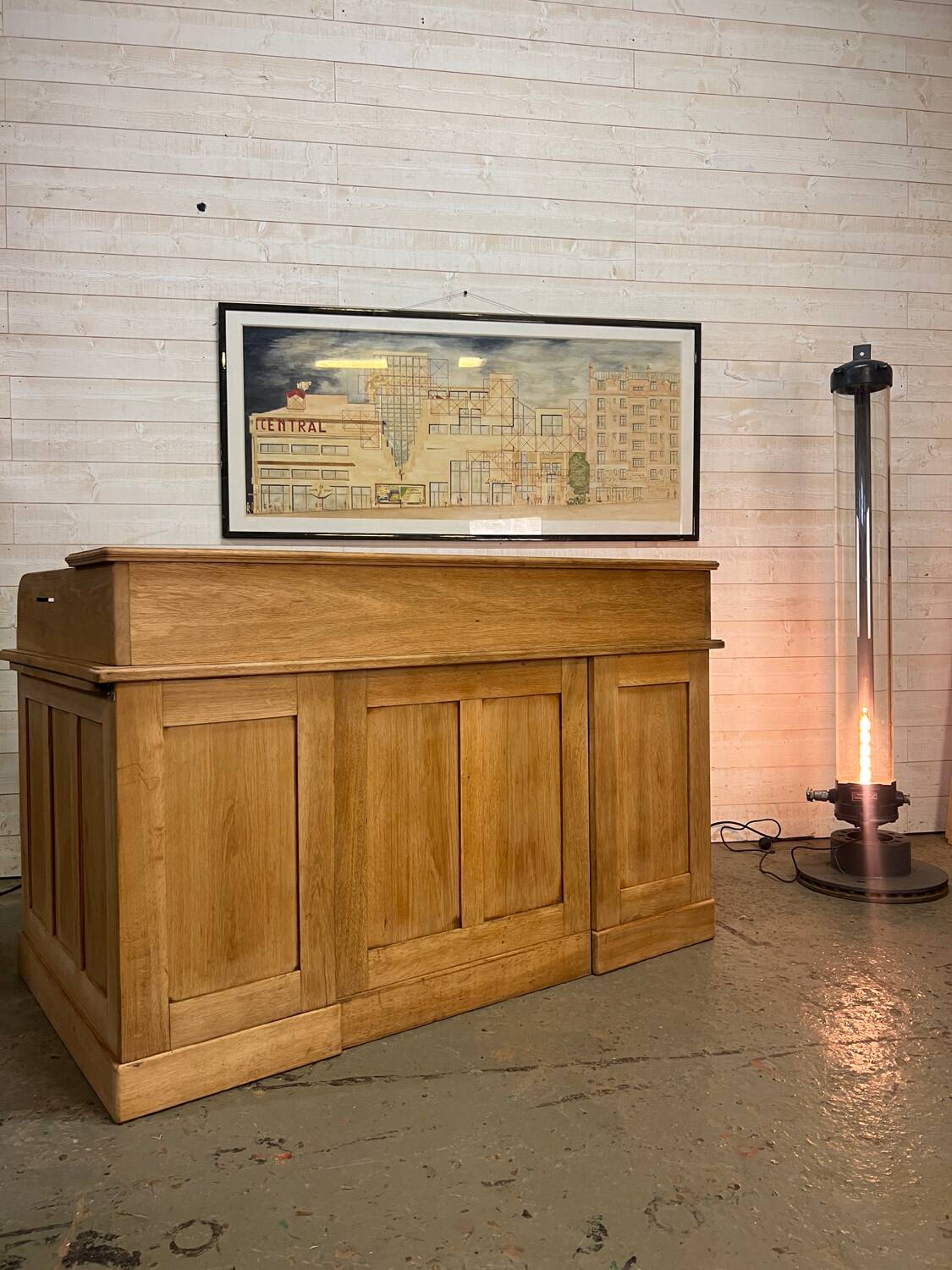 1920s American oak curtain desk