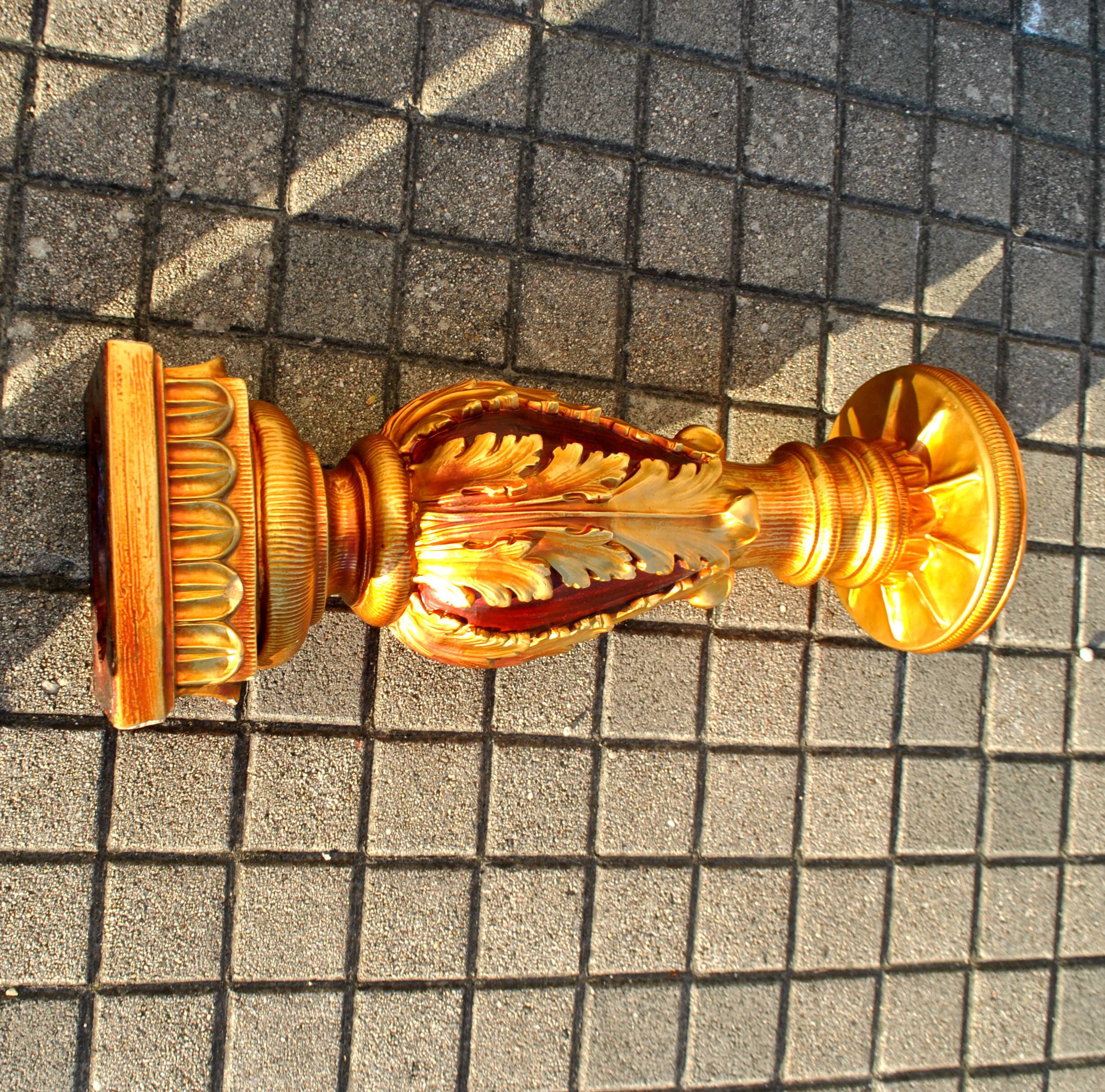 Decorative plaster column - gold lamp base - Creation JP France