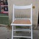 Vintage folding chair in white wood with wicker seat