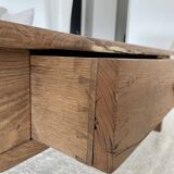 Farm coffee table a drawer in raw wood