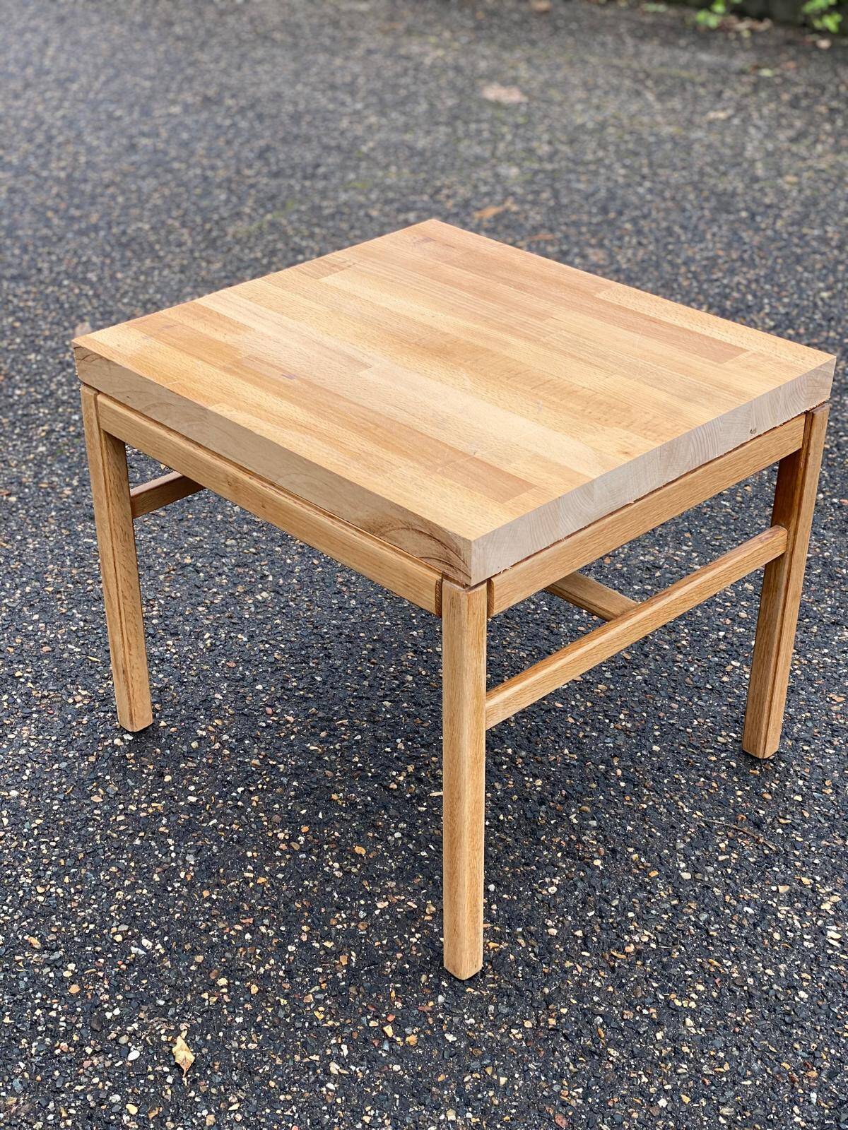 1960s Scandinavian coffee table in raw solid oak.