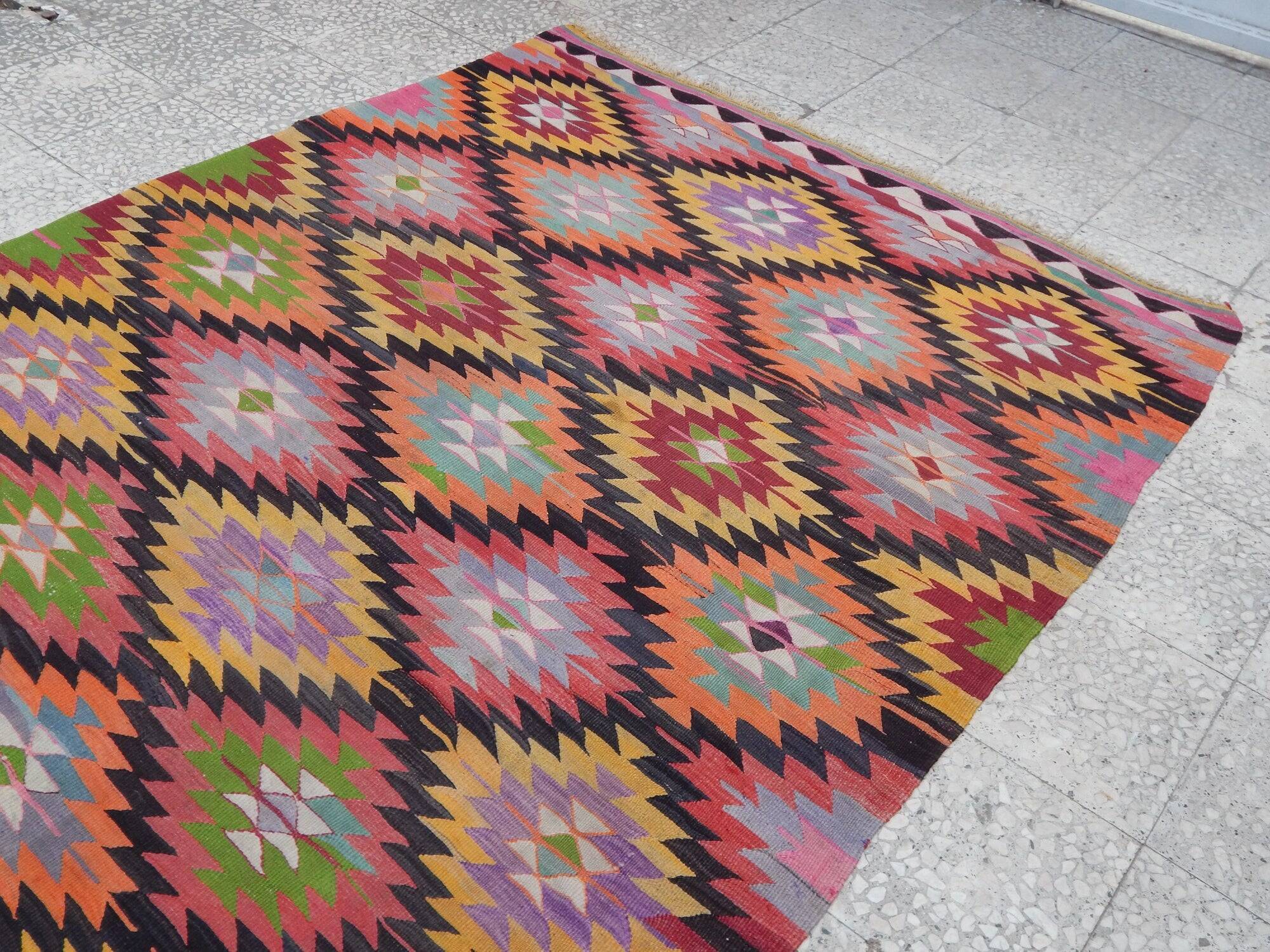 Kilim turc vintage tissé main 165x291 cm
