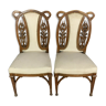 Rare pair of Art Nouveau era chairs in mahogany