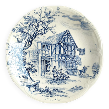 Assiette ancienne Gien France modèle Ludlow blanche décor campagne