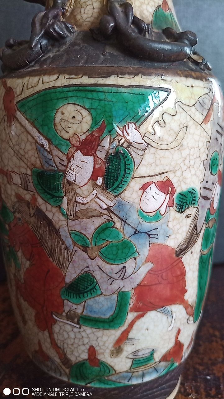 Pair of ceramic vases from China - cartridge at the base - antique work