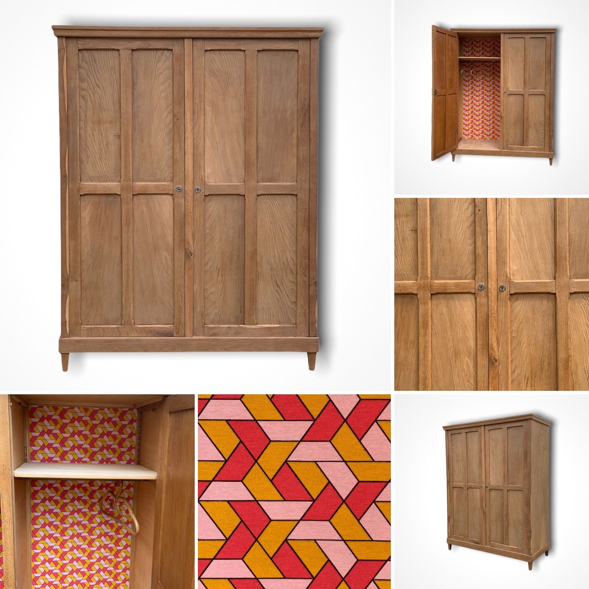 Armoire parisienne art déco 1930 penderie démontable bois brut