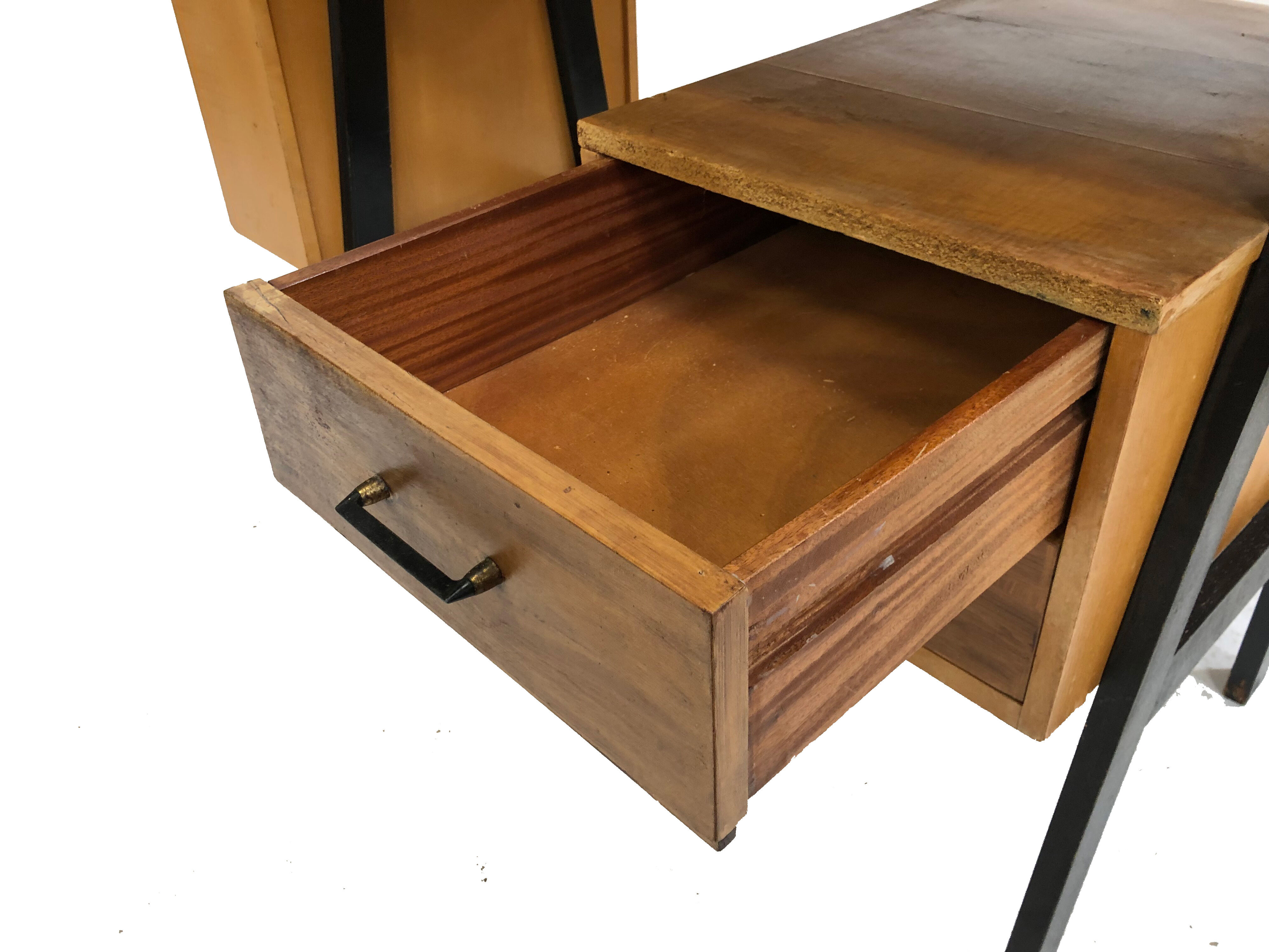 Vintage desk in birch veneer of years 60