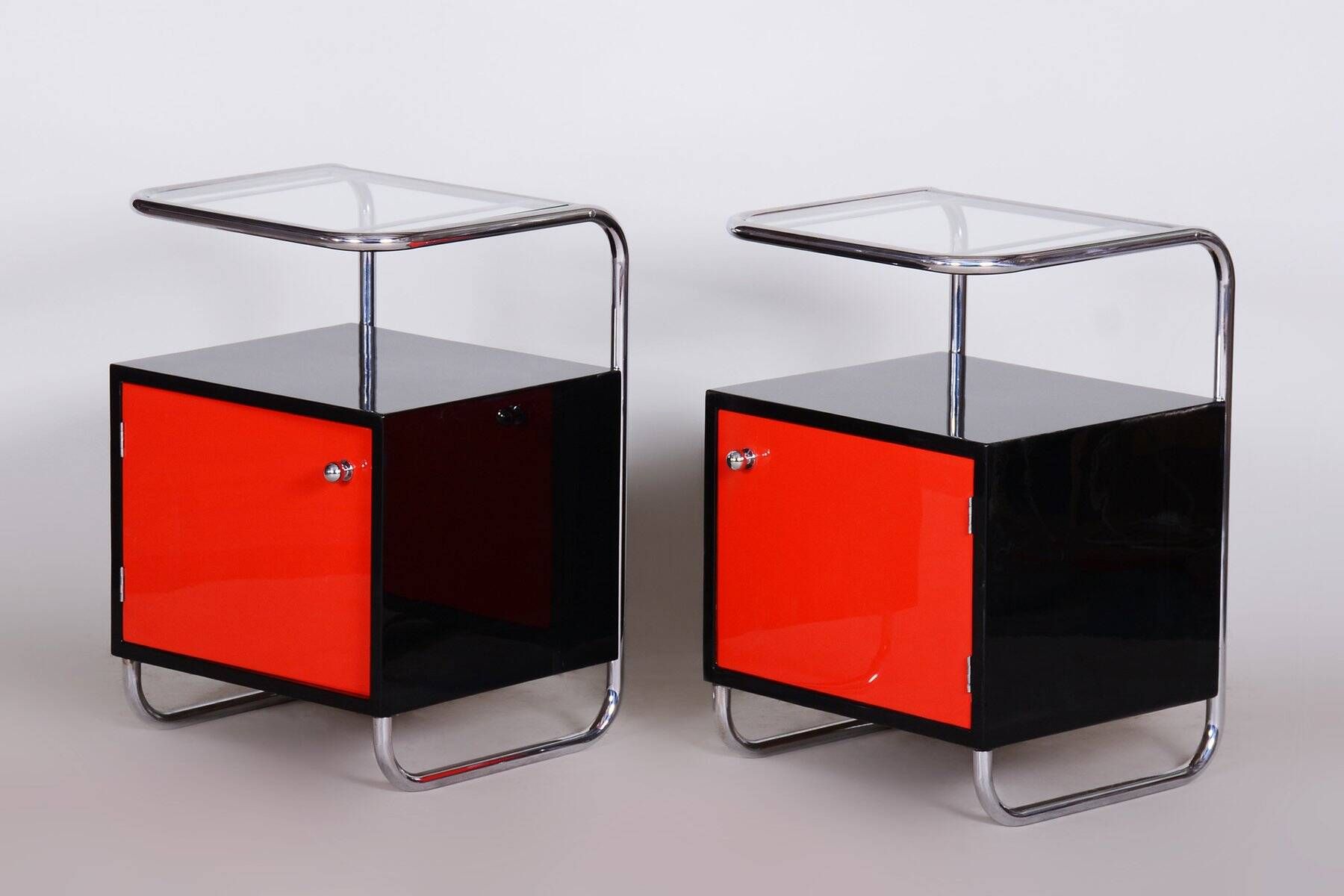Bauhaus Bedside Tables attributed to Vichr & Spol, 1930s, Set of 2