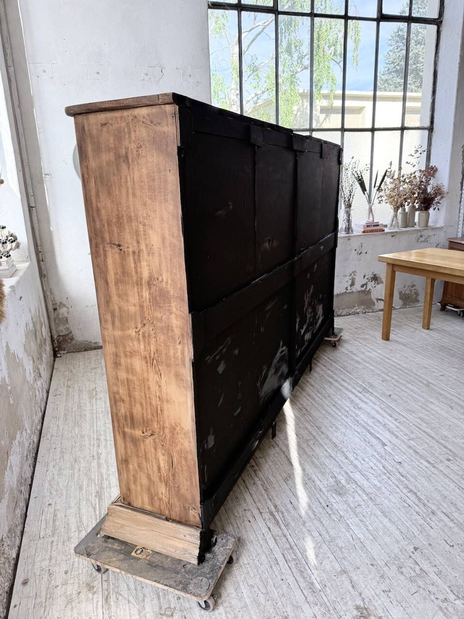 XXL industrial sideboard with glass doors