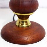 Vintage teak and pink glass lamp