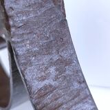 Patinated wrought iron candle holder heart pattern two lights