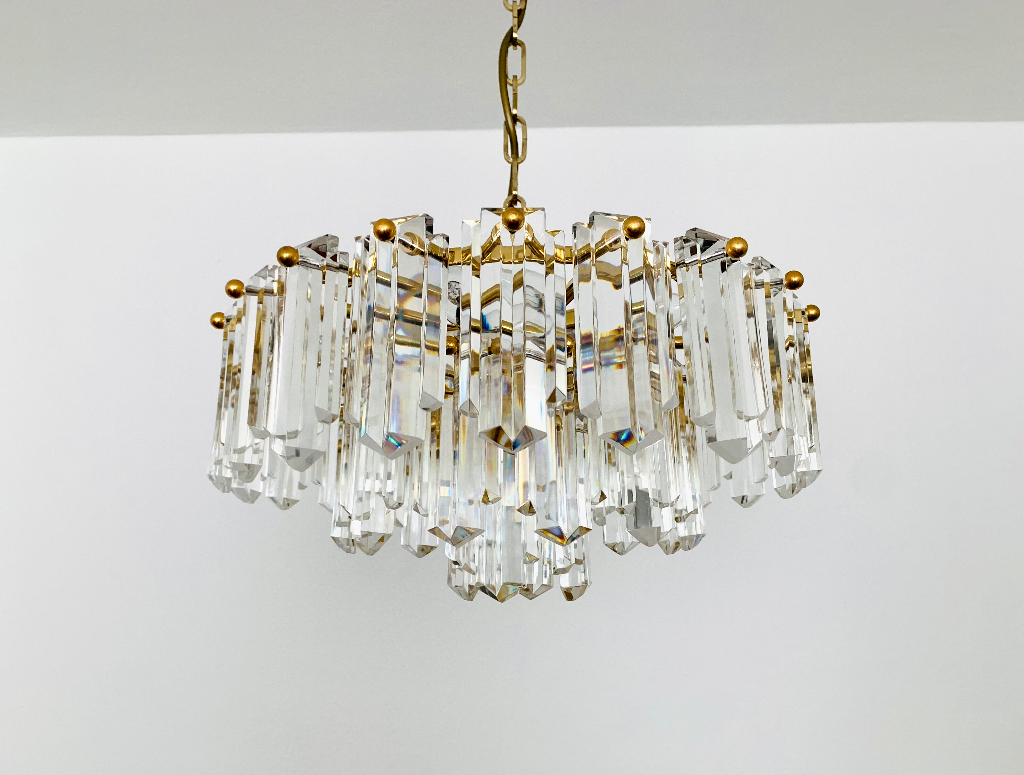 1 of 2 Crystal Glass Chandelier by J.T. Kalmar