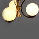 Vintage Czech Bauhaus style pendant light, tall, with opaline glass globes, 1940s