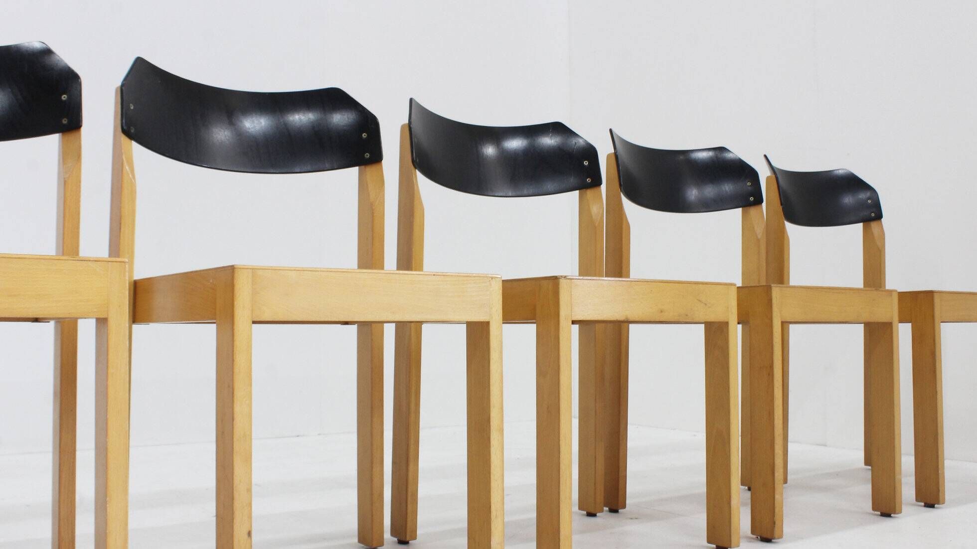 Vintage stackable mid century dining chairs set of 5
