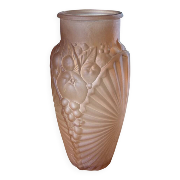 Vase Verlys en verre dépoli rose