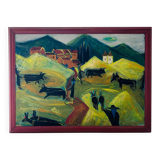 Large naive animal painting