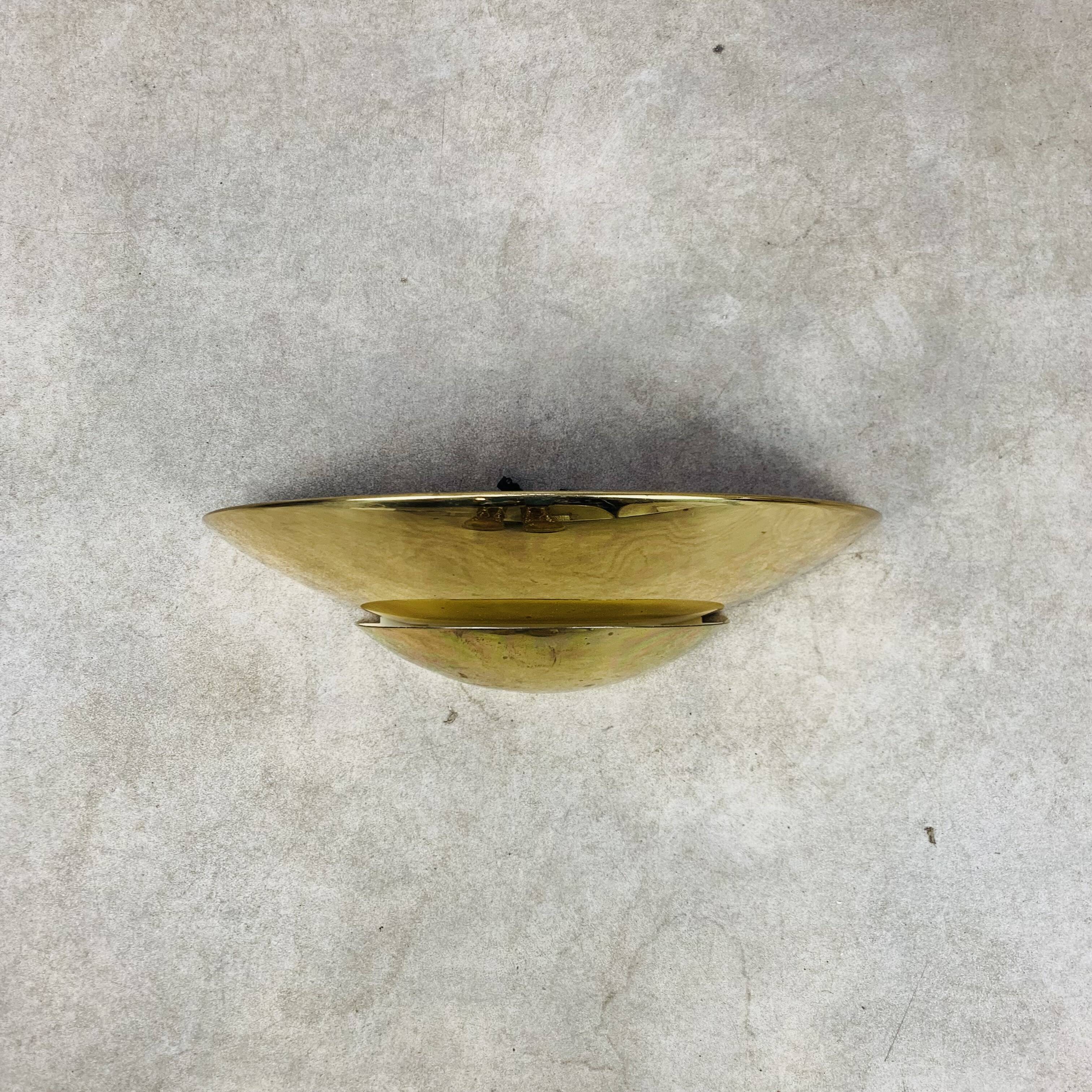 5 half moon brass wall lights Hollywood Regency style by Egoluce