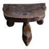 Old tripod stool carved feet in the shape of clogs Folk art