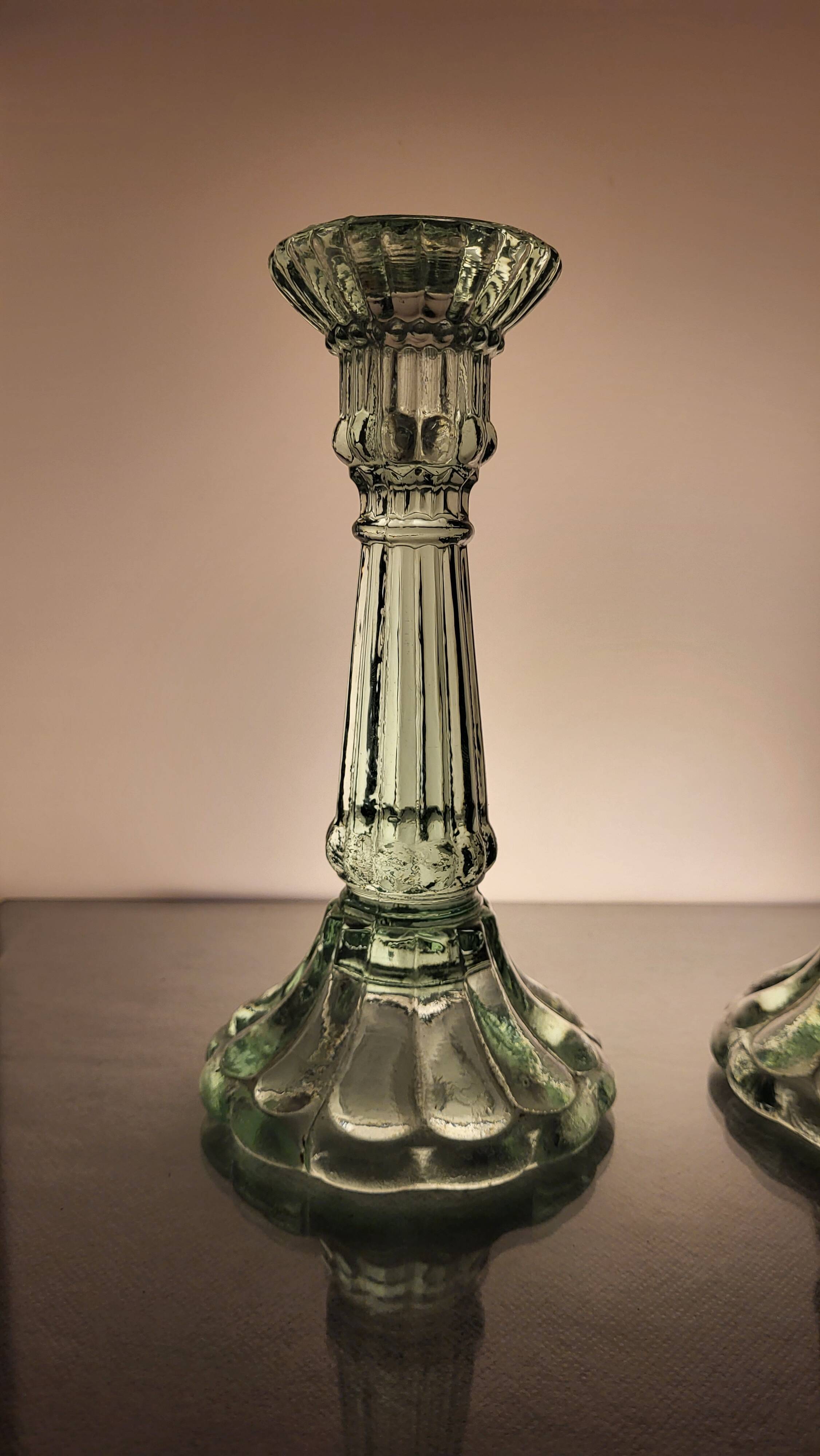 2 Glass candle holders