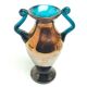 Postmodern vase, copper and turquoise glass, Huta Hortensja, Poland, 1970s
