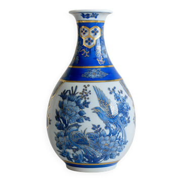 Japanese cobalt blue and gold porcelain vase