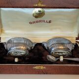 Pair of silver metal Orbrille salerons