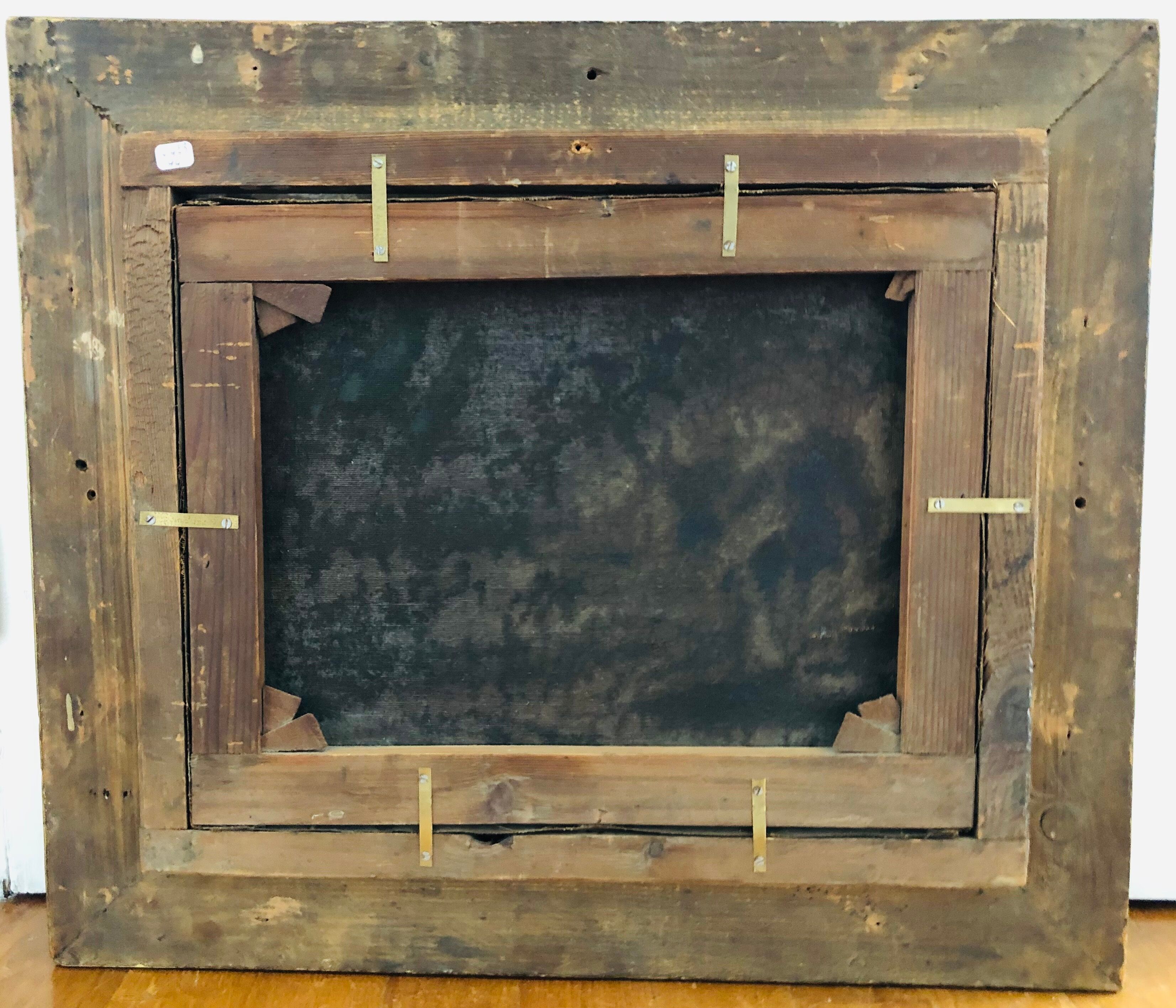 Huile sur toile, paysage bord de rivière