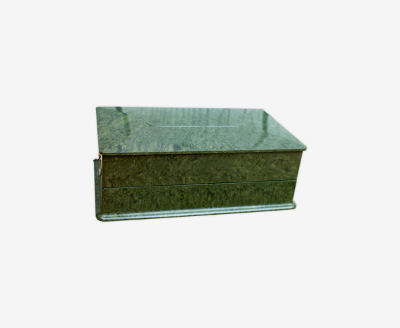 Vieille boîte en bakelite vert 18,5 cm large