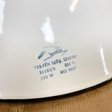 White Enamel and Cast Iron Industrial Pendant Light, 1960s