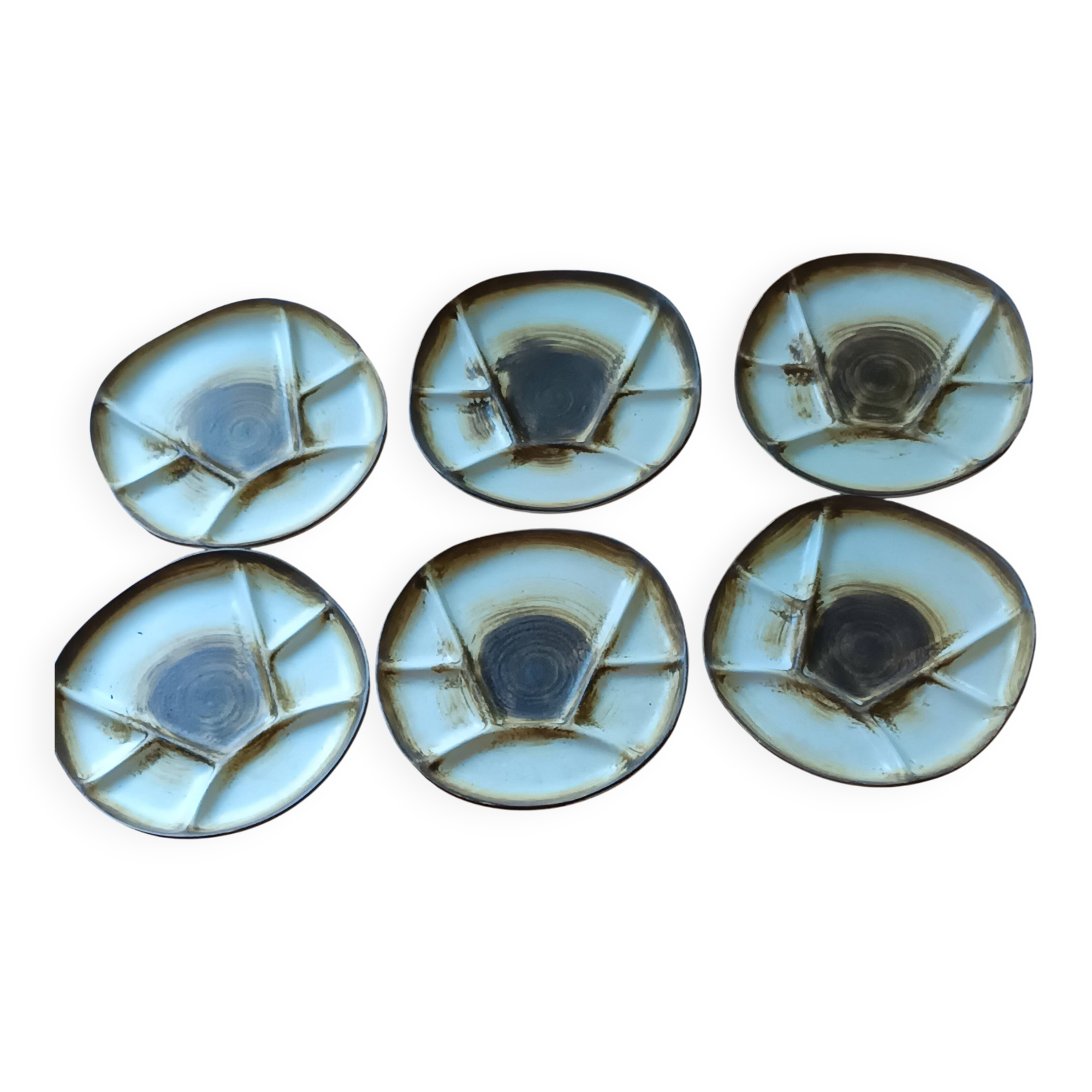 6 stoneware fondue plates by Longchamp