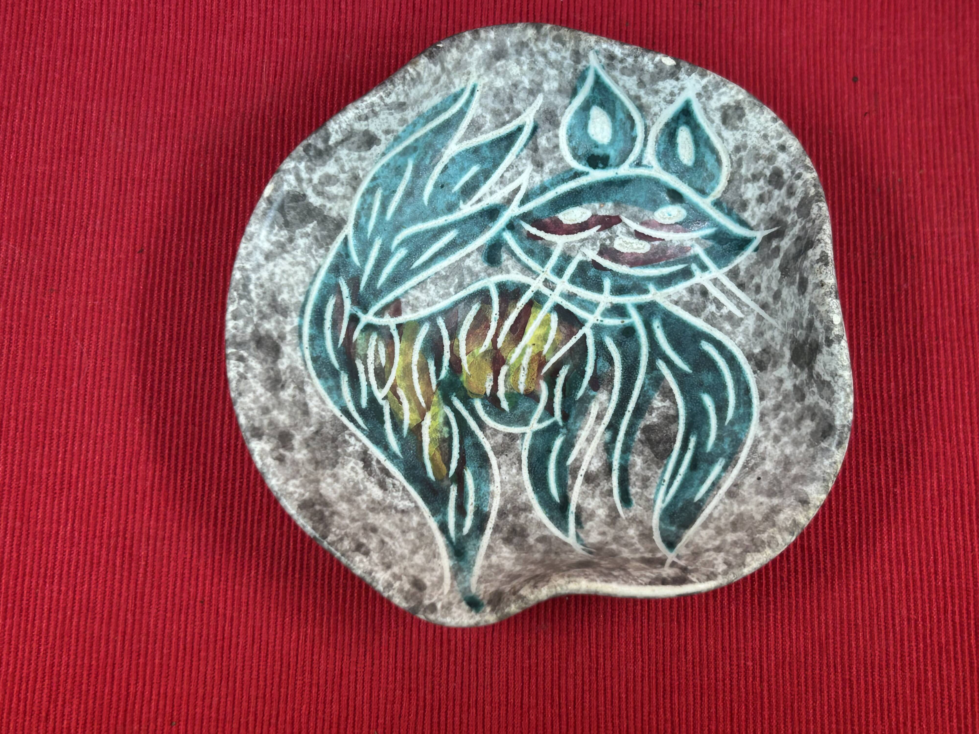 Vintage Vallauris trinket tray, possibly Borty - set of 4 - approximately 13 cm