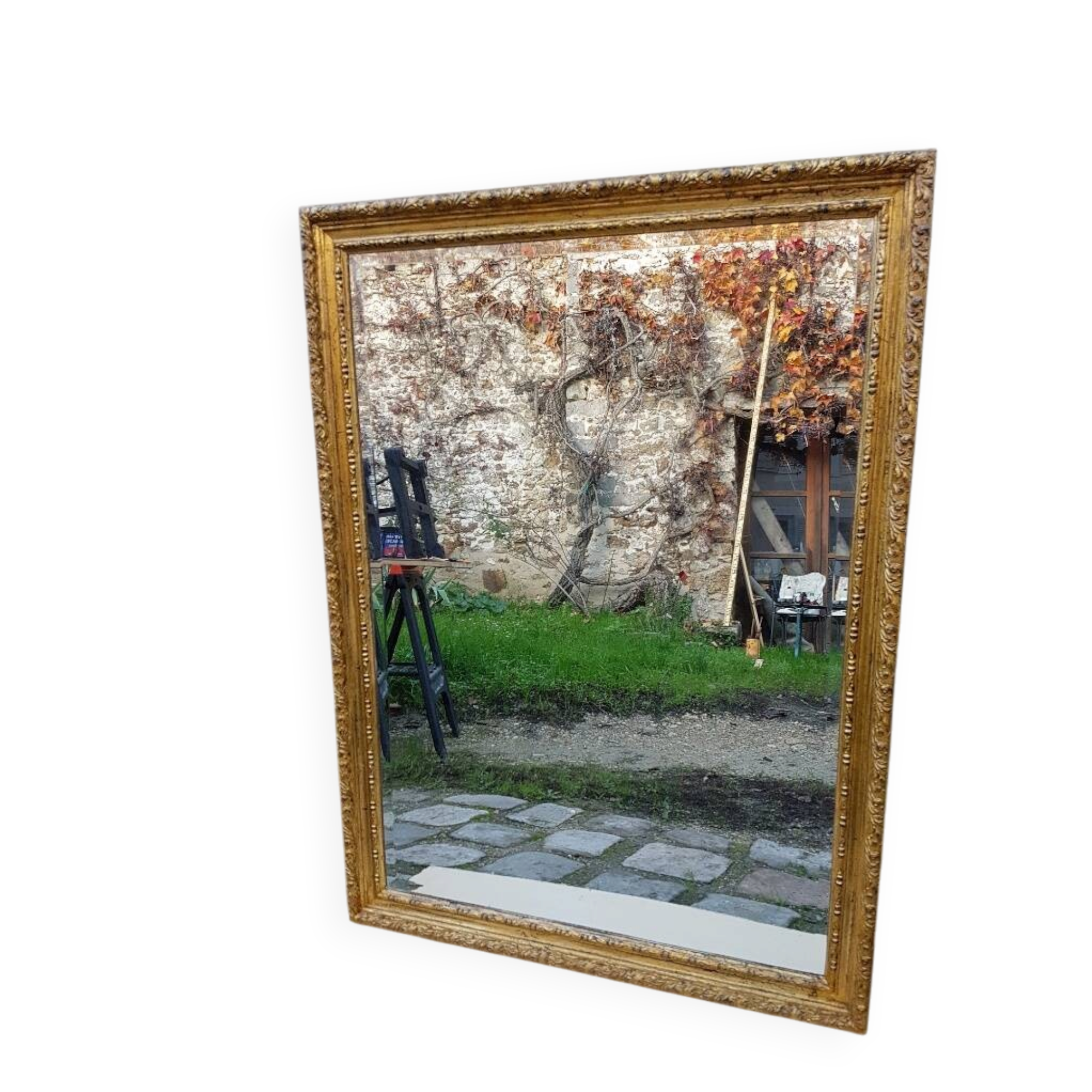 Grand golden mirror in louis xvi style