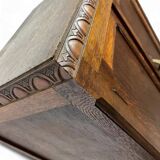 Vintage mid-height low cabinet/shelf with art deco details