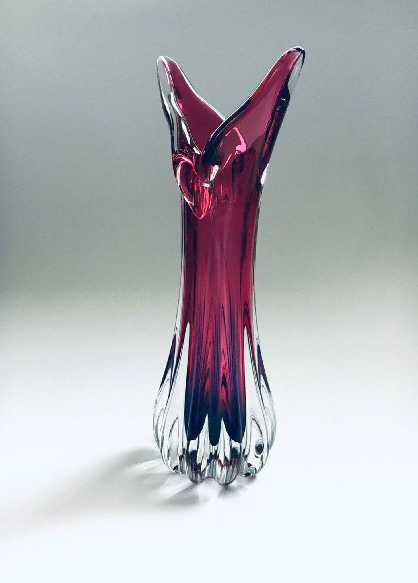 Czech Crystal Art Glass Beak Vase by Jozef Hospodka for Chribska Glassworks, 1950s