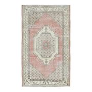 Vintage Turkish Oushak Handmade Wool Cotton Pink Area Rug 122x209