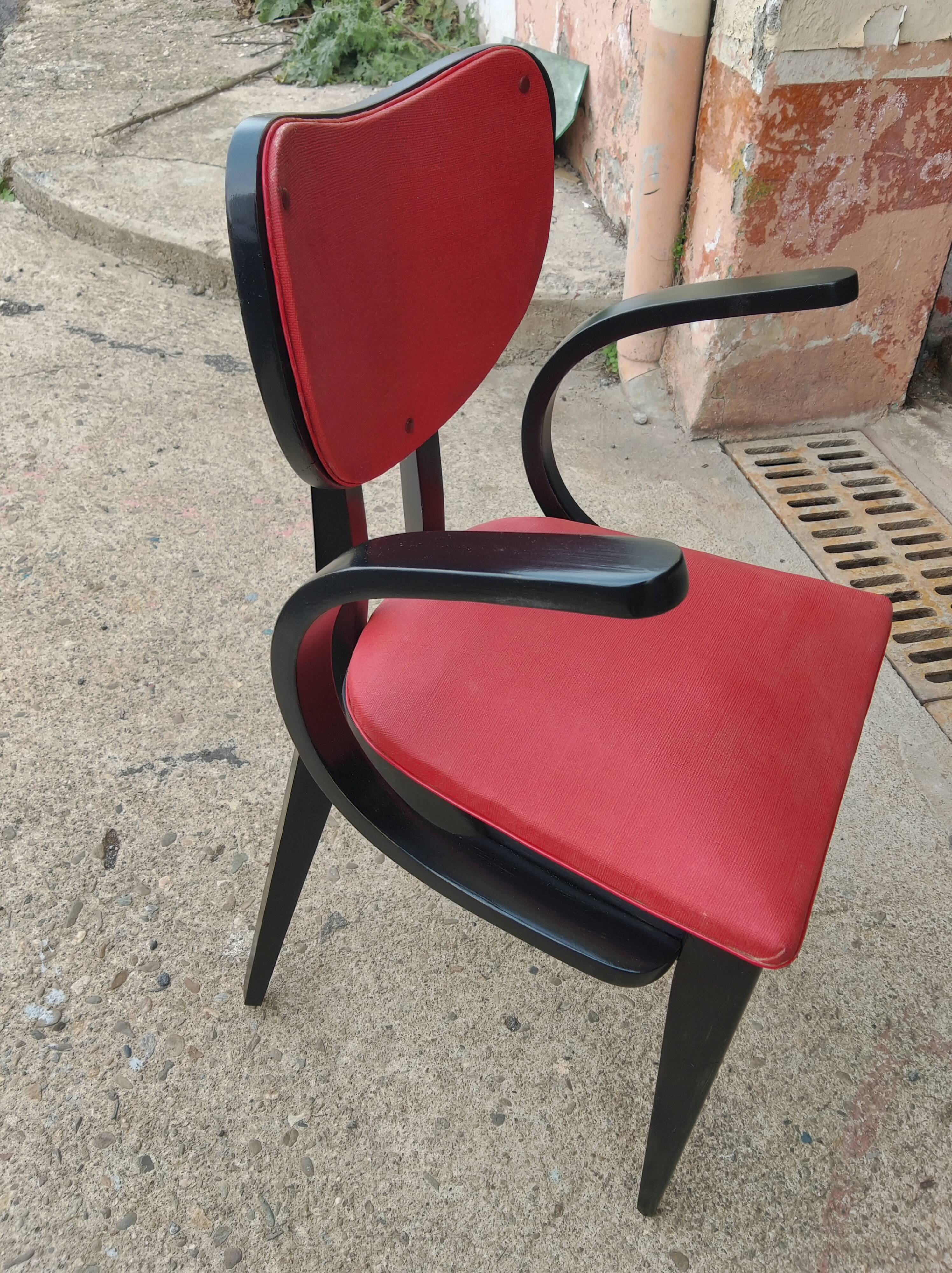 Fauteuil de bureau vers 1950 rouge et noir