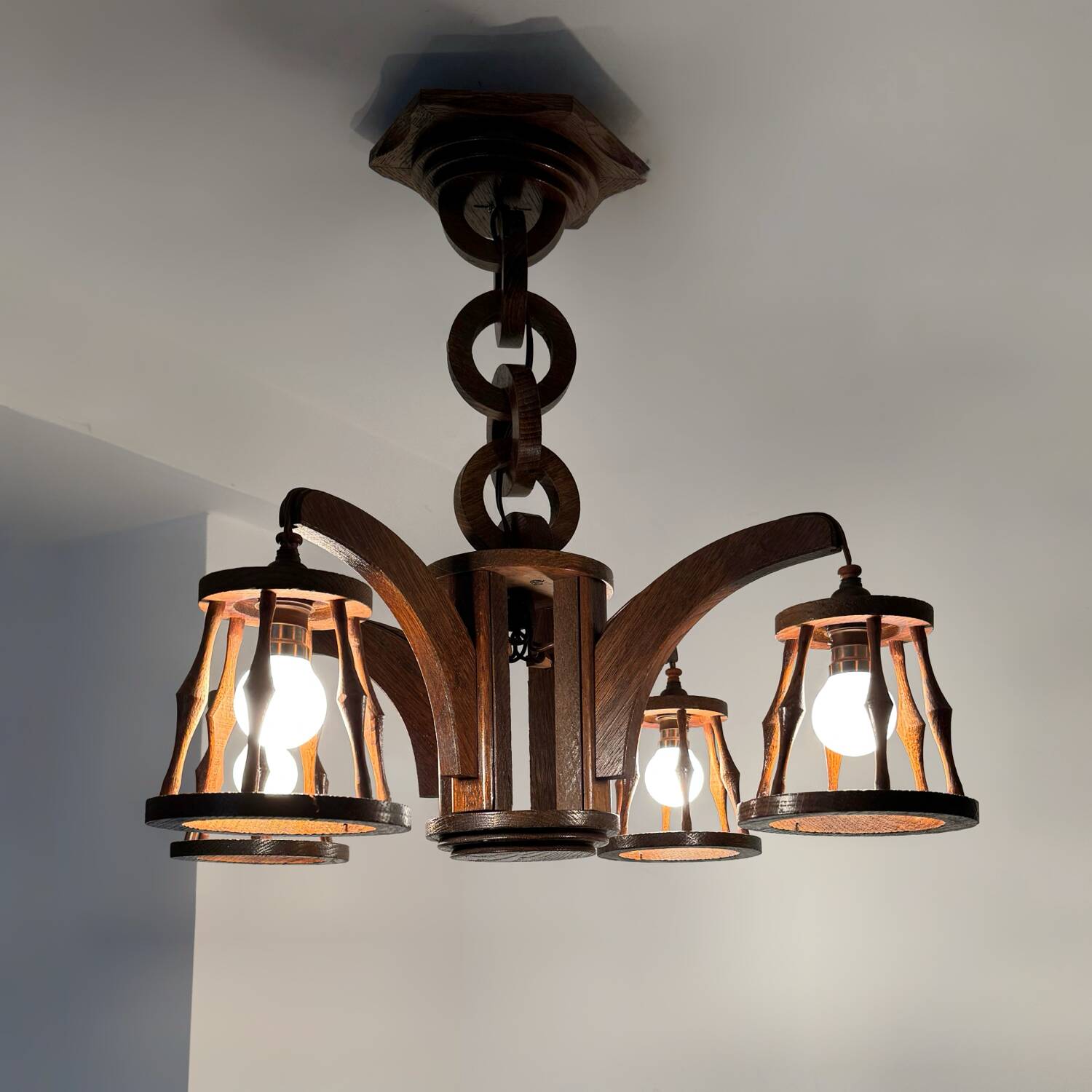 50s wooden chandelier