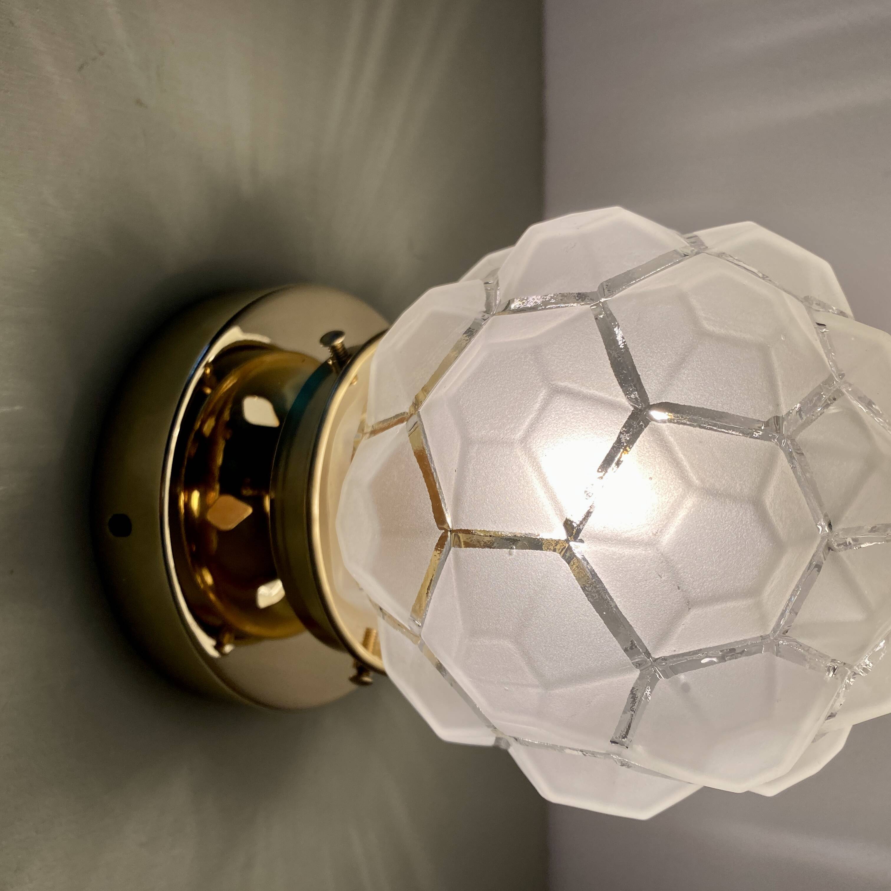 Vintage art deco globe wall or ceiling light in frosted glass