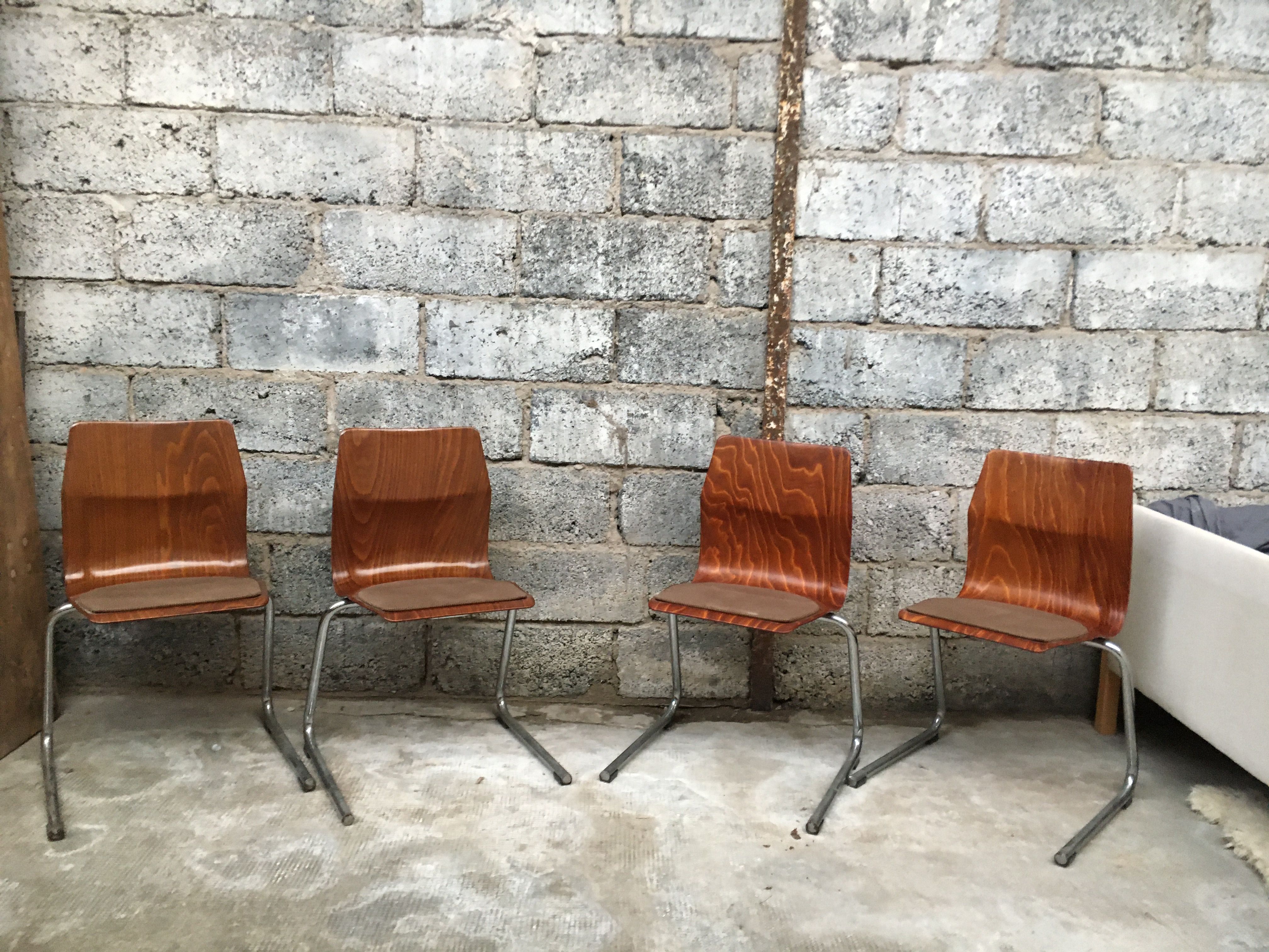 Series of 8 vintage retro stackable chairs FLOTOTTO PAGHOLZ by Adam Stegner 1960 1970