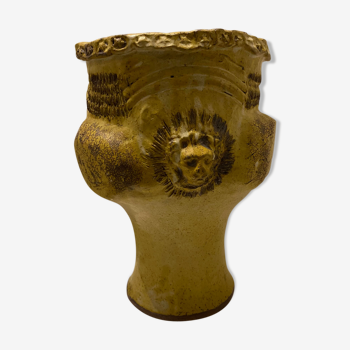 Vase en ceramique "lions" 1960