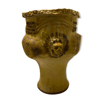 Vase en ceramique "lions" 1960