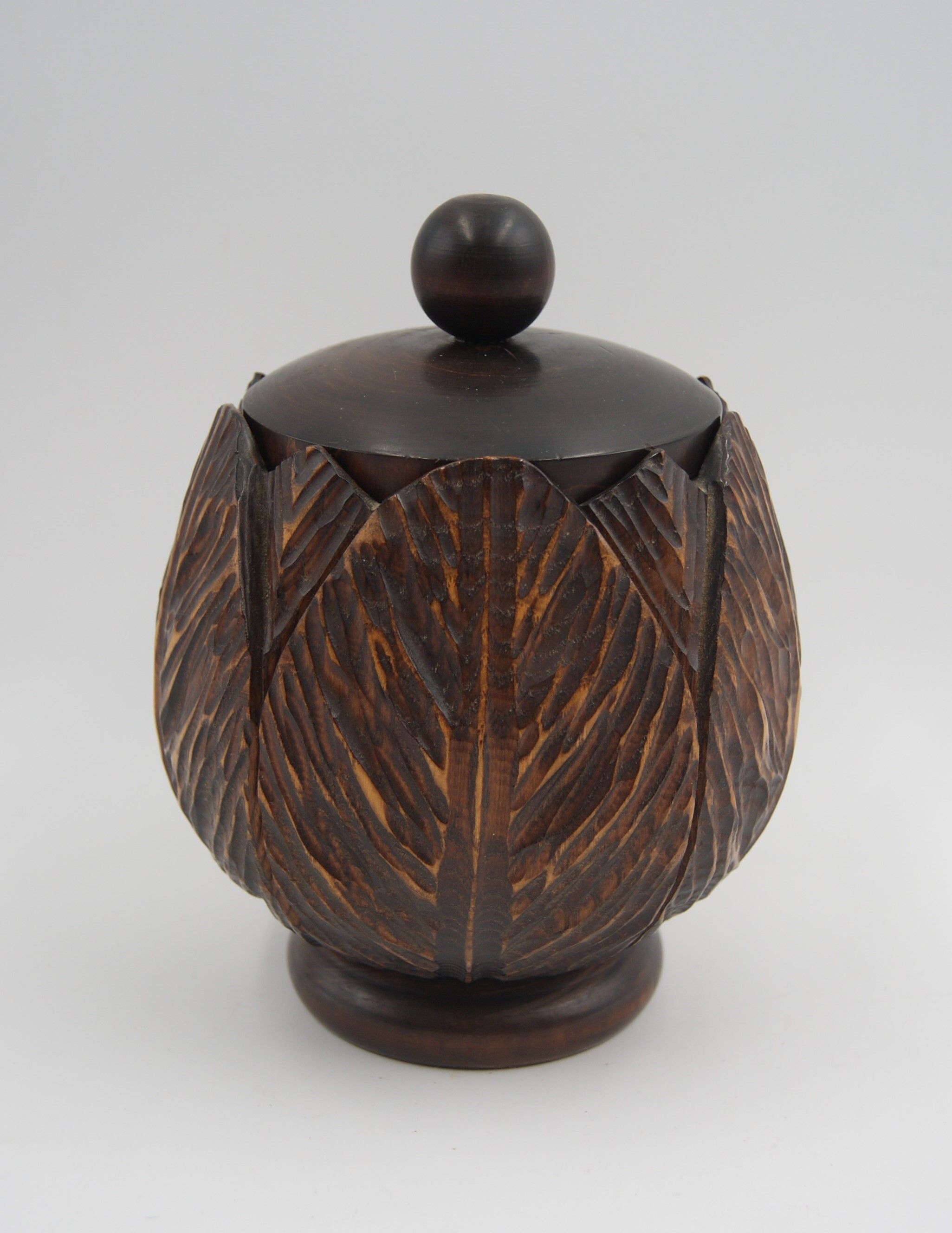 Box carved wood vintage foliage