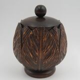 Box carved wood vintage foliage