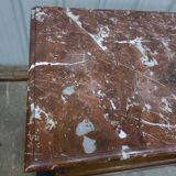 Solid walnut sideboard, Henri II style, Renaissance, with pink and white marble top