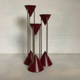 Trio of vintage burgundy candlesticks