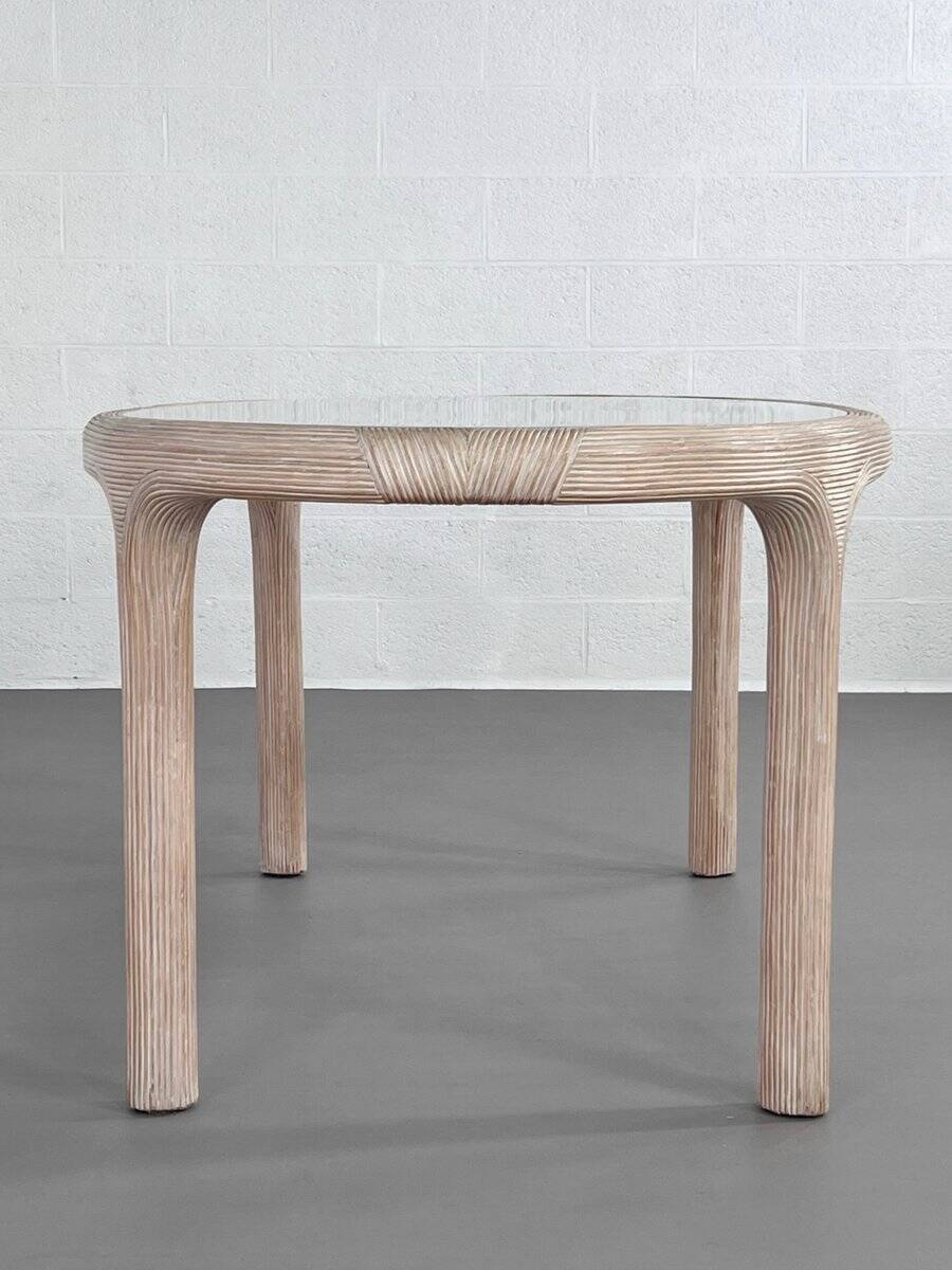Oval table in marquetry of rattan and glass Vivai del Sud